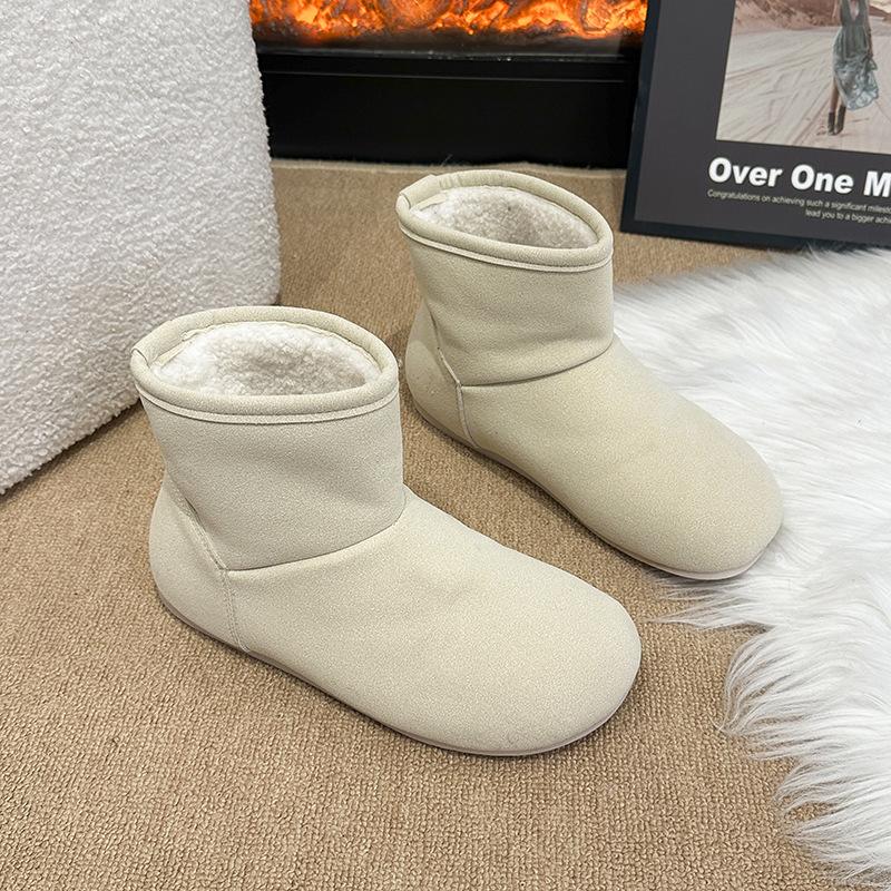 

Женские большого размера, на мягкой подошве, с увеличением высоты, зимние теплые меховые, нескользящие, с плюшевой подкладкой, ботильоны, для уличного спорта, хлопковые ботинки Мартина 37 бежевый