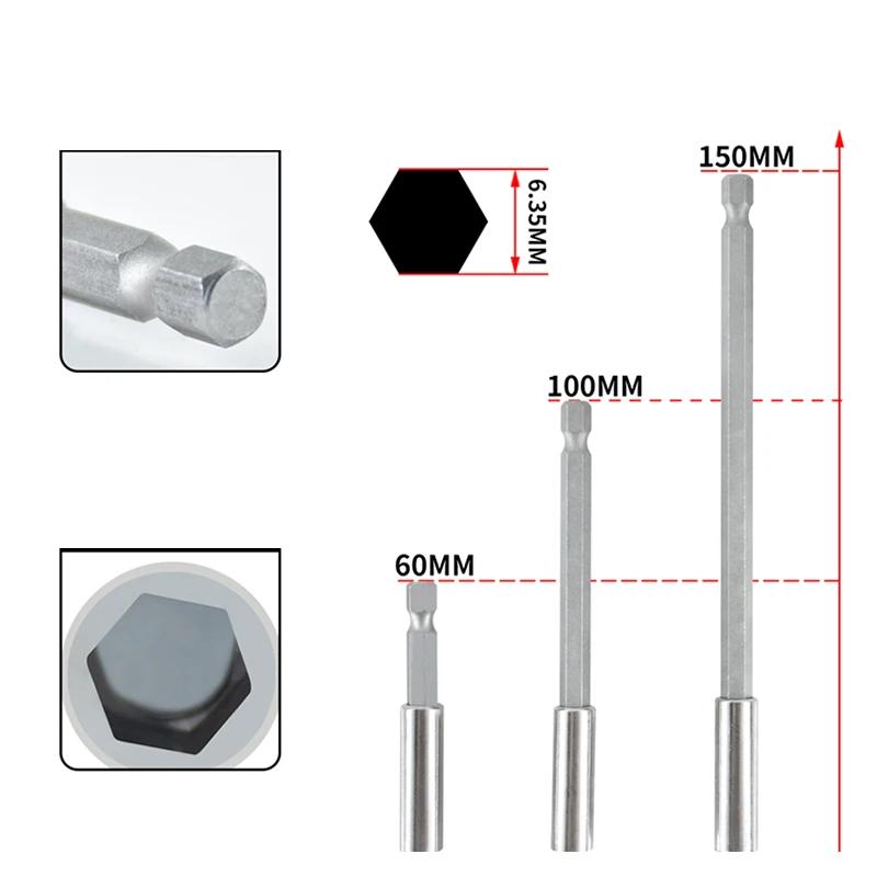 1/4" 60/75/100/150 mm Hexagon Magnetic Sockets Screw Drill Bits Extension Quick Change Shank Long Handle Screwdriver Tip Holder