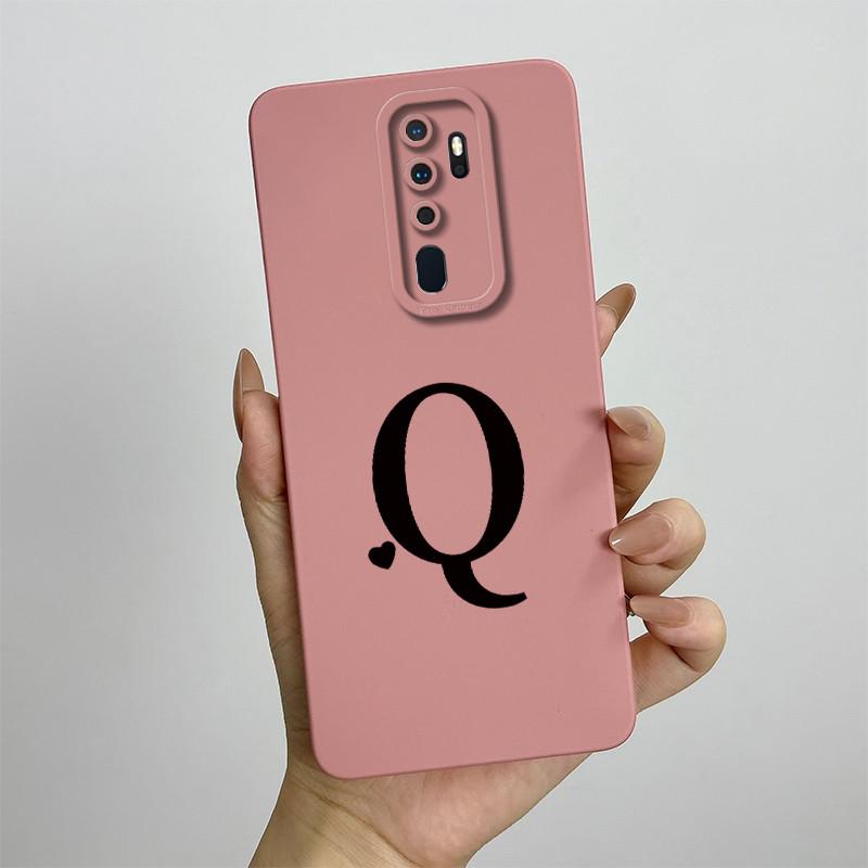 Cute Initial Letters Case For OPPO A5 (2020) Liquid Silicone Smooth Cases For OPPO A9 (2020) A11X Soft Cover OPPO A5 2020 Bag