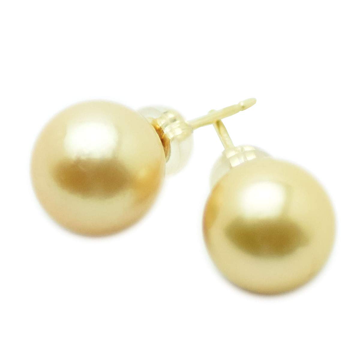

K18YG South Sea White Pearl 10mm Bead Stud Earrings Genuine Material 18K Round Shape Gold Color Comes with Certificate of Authenticity Lucky Item June