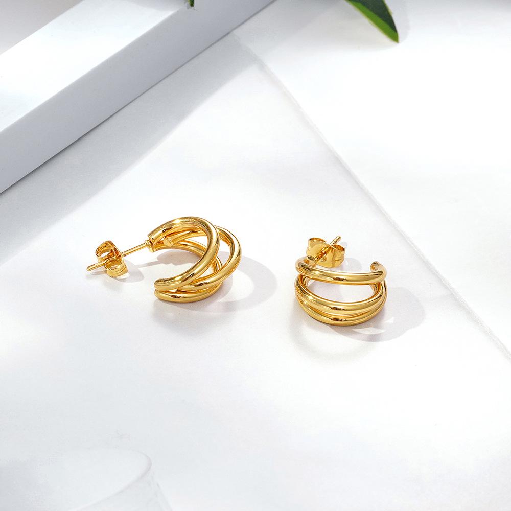 IMI C-Shaped Hoop Earrings: Women's Elegant Niche Design, High-End Stainless Steel (YE313)