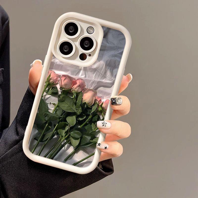 Fashion Phone Case For iPhone 15 14 13 12 11 Pro Max X XR XS Max 7 8 Plus SE3 Rose Flower Aesthetics Girl Cases Silicone Shockproof Bumper Back Cover