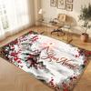 Floral Garden Theme Crystal Velvet Floor Rug Personalized Custom Name Text Warm Carpet Home Decoration
