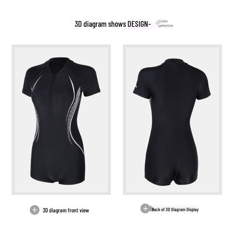 Yingfa Women's 2022 Tummy Control Slimming Zippered One-Piece Swimsuit with Briefs