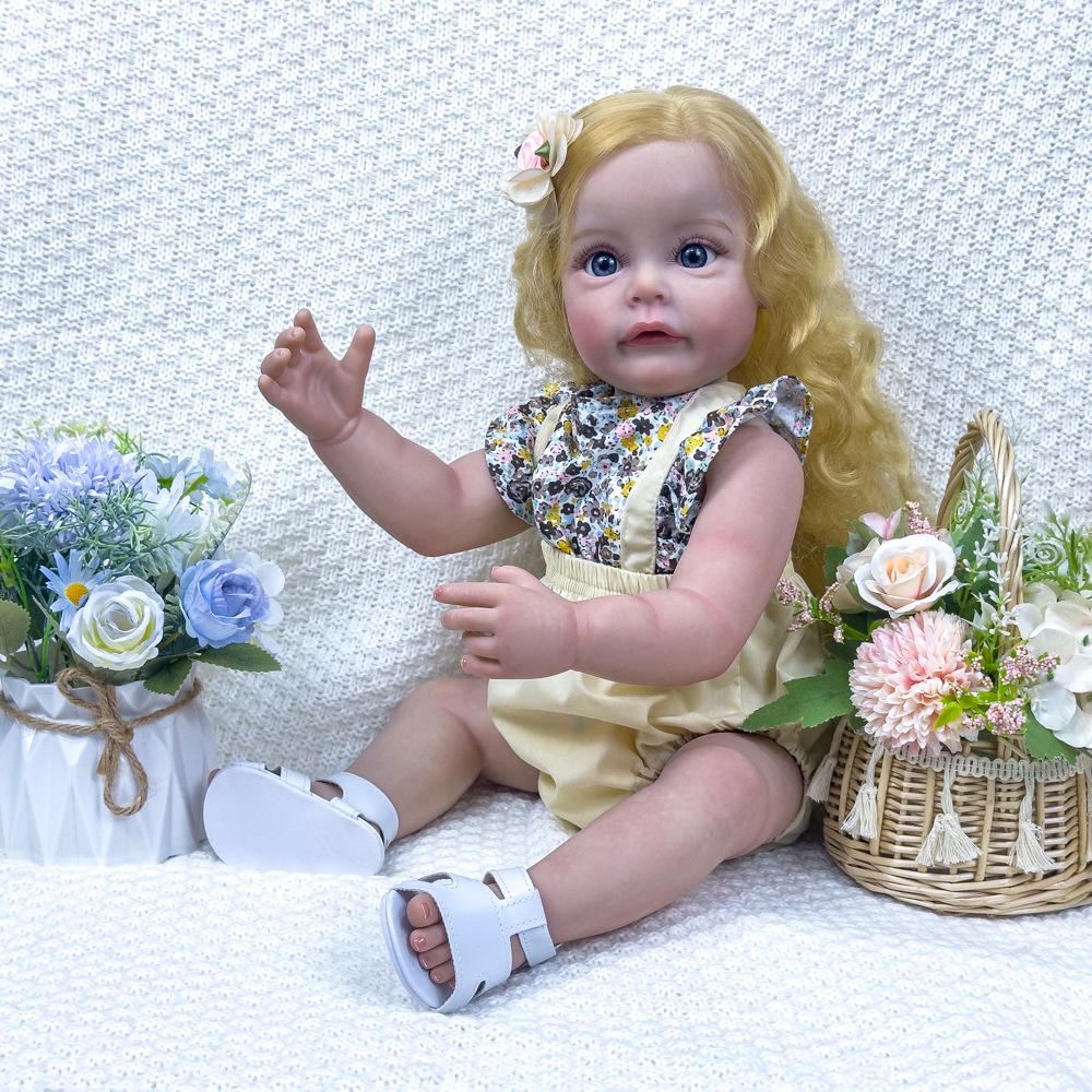 55CM Zmywalna, realistyczna, miękka, ręcznie malowana lalka symulacyjna Baby Reborn. Dzieci towarzyszą lalce do zabawy