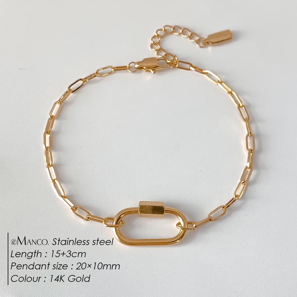 eManco Oval Buckle Heads DIY Chain Pendant Bracelet Stainless Steel Jewelry Design Match Charms Bracelets Women Accessories