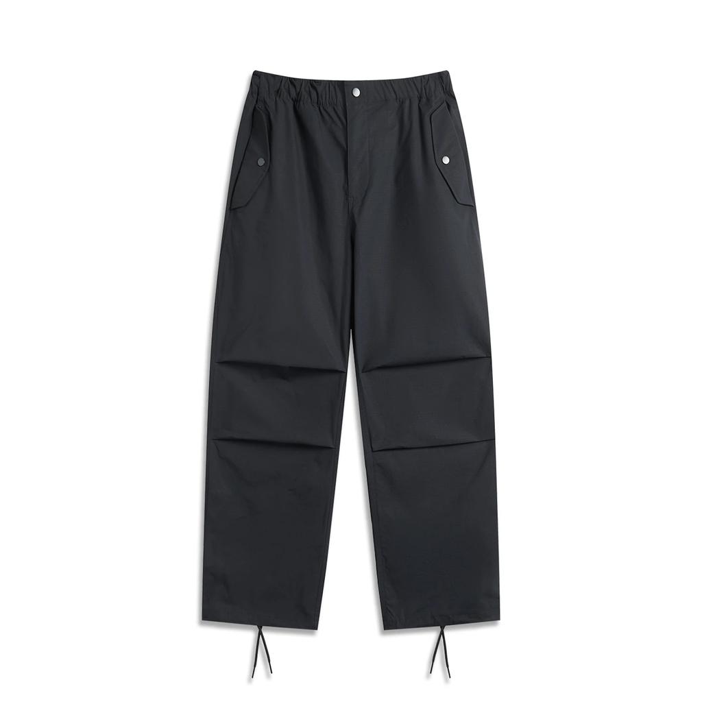 Li Ning Sports Lifestyle Series Solid Color Mid Waist Breathable Versatile Straight Loose Casual Pants Men bottoms Deep-Blue AKXV033-1