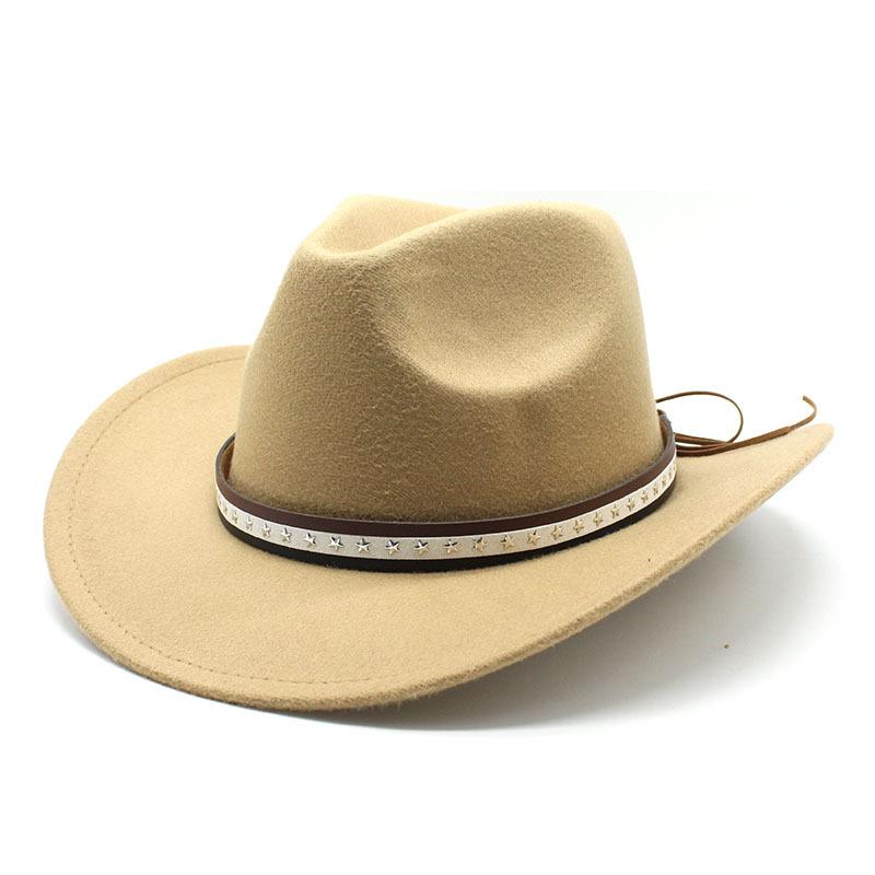 Felt Hat Retro Woolen Hat Cowboy Hat Belt Woolen Top Hat Ethnic Style Hat Retro Jazz Hat