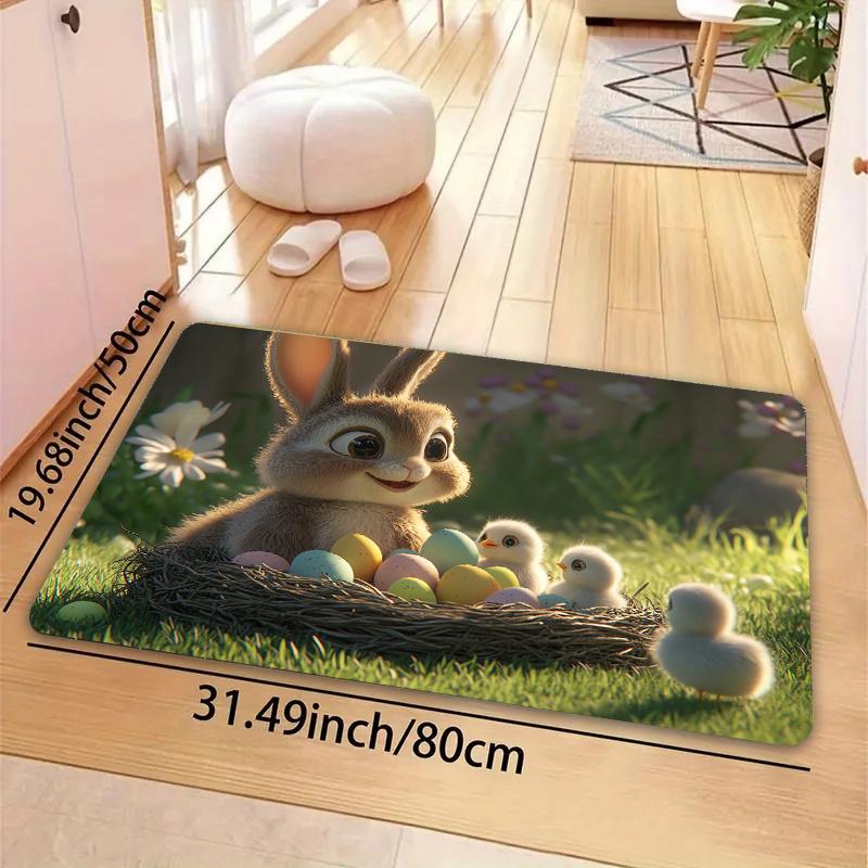 1Pcs Anti Fatigue Kitchen Rugs, Cute Rabbit and Print Waterproof Non-Slip Thick Cushioned Kitchen Mat Heavy Duty Comfort Standing Mat for Kitchen