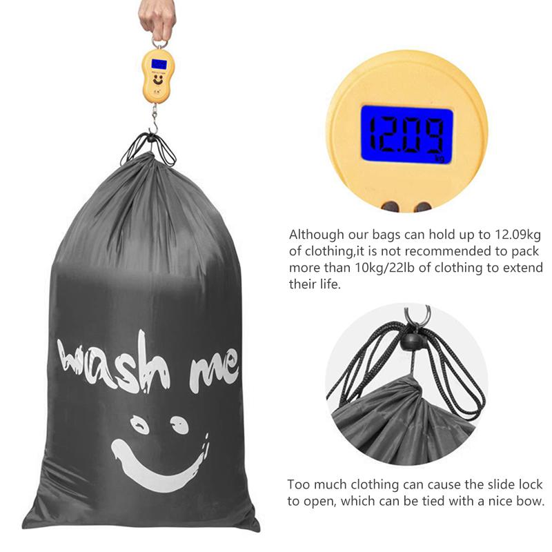 Smile Shape Nylon Laundry Bag Wash Me Travel Storage Pouch Machine Washable Dirty Clothes Organizer Wash Drawstring Bag