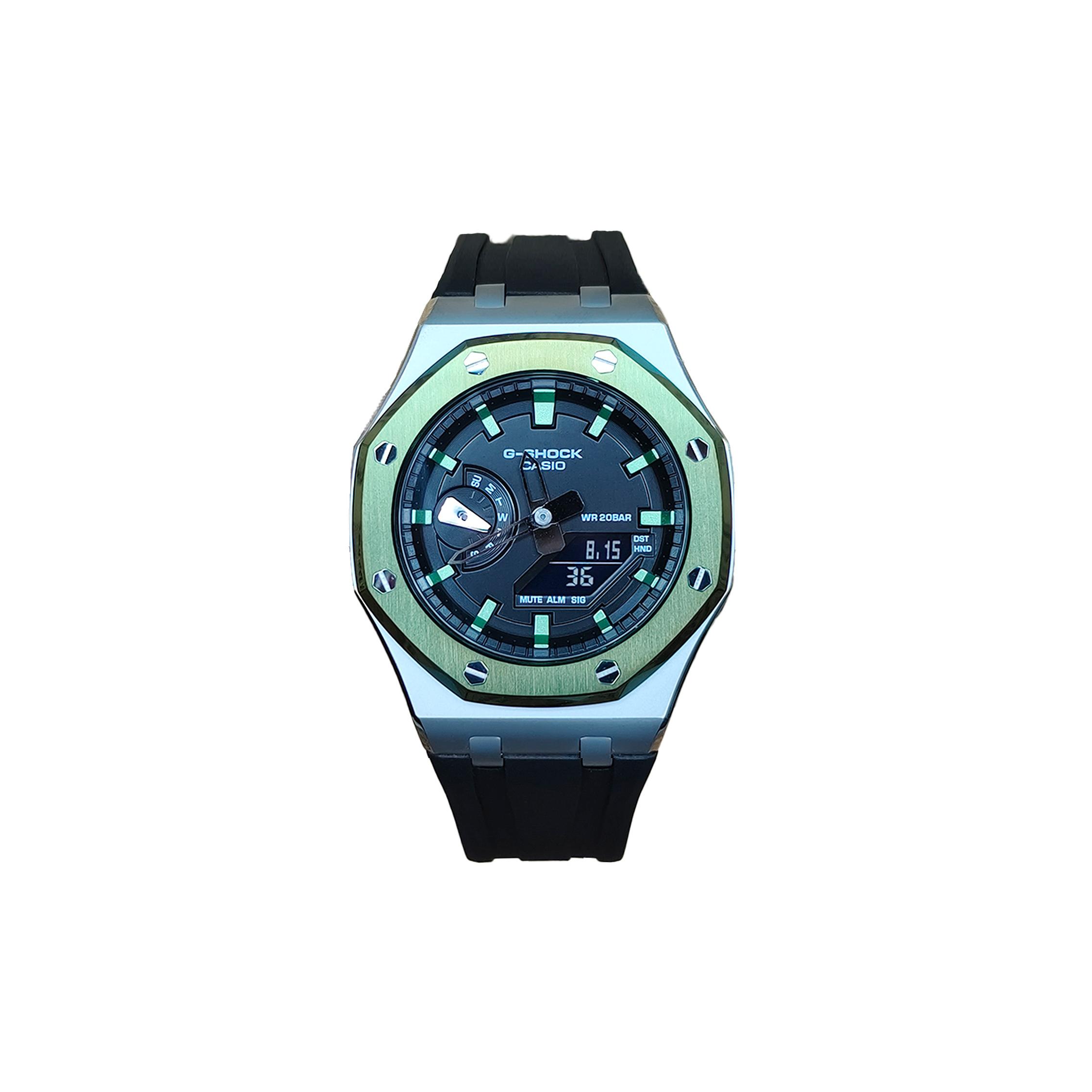 CASIO Men Liquid Crystal,Analog Dual Display Series 44mm Black Watch GA-2100-1A1(Watch3--)