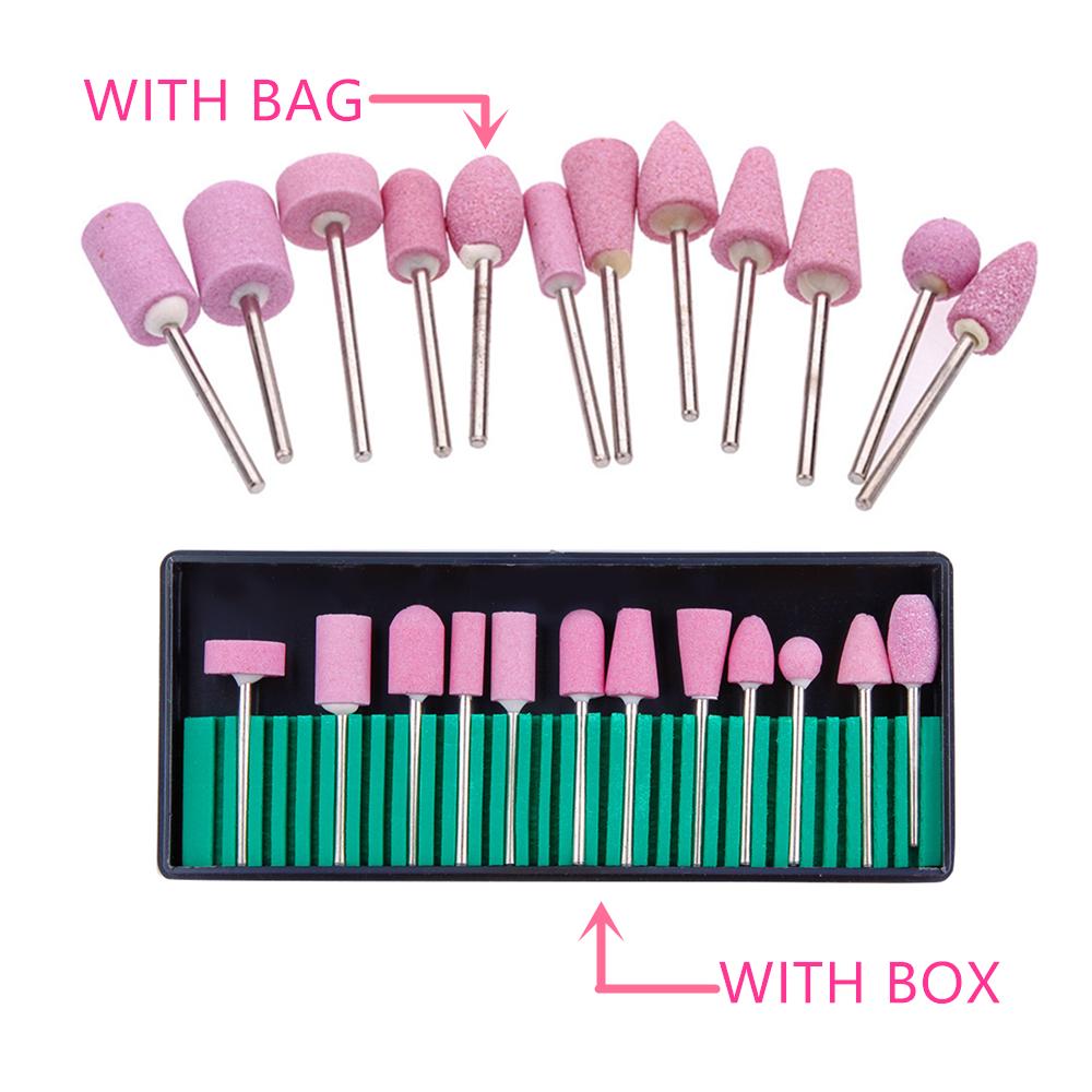 

12 шт., набор электрических маникюрных сверл для керамических ногтей, 2,35, электрический роторный фрезерный инструмент для маникюра WITH BOX розовый