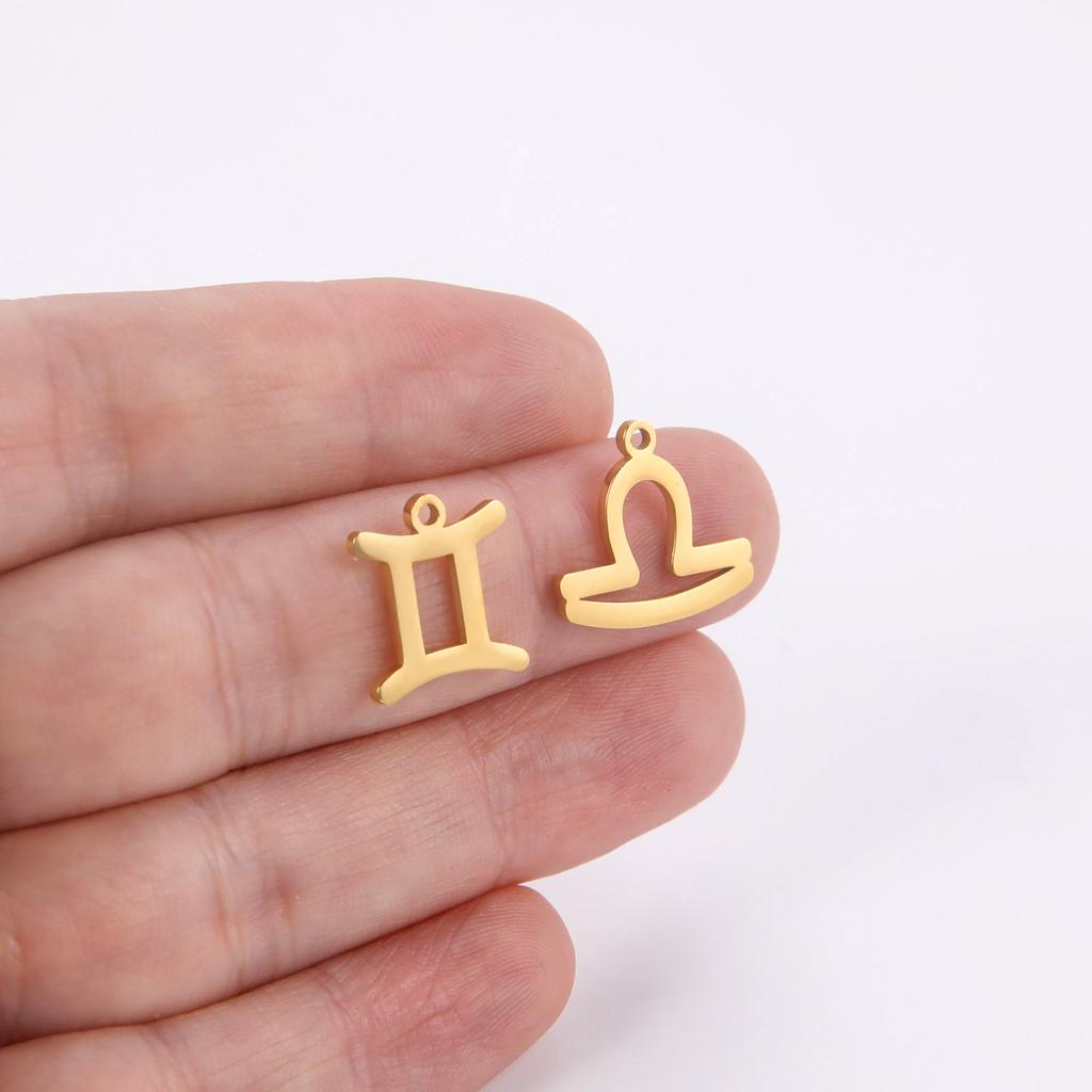 12pcs/lot Stainless Steel Zodiac Charms Horoscope Astrological Sign DIY Pendant for Necklace Bracelet Jewelry Making