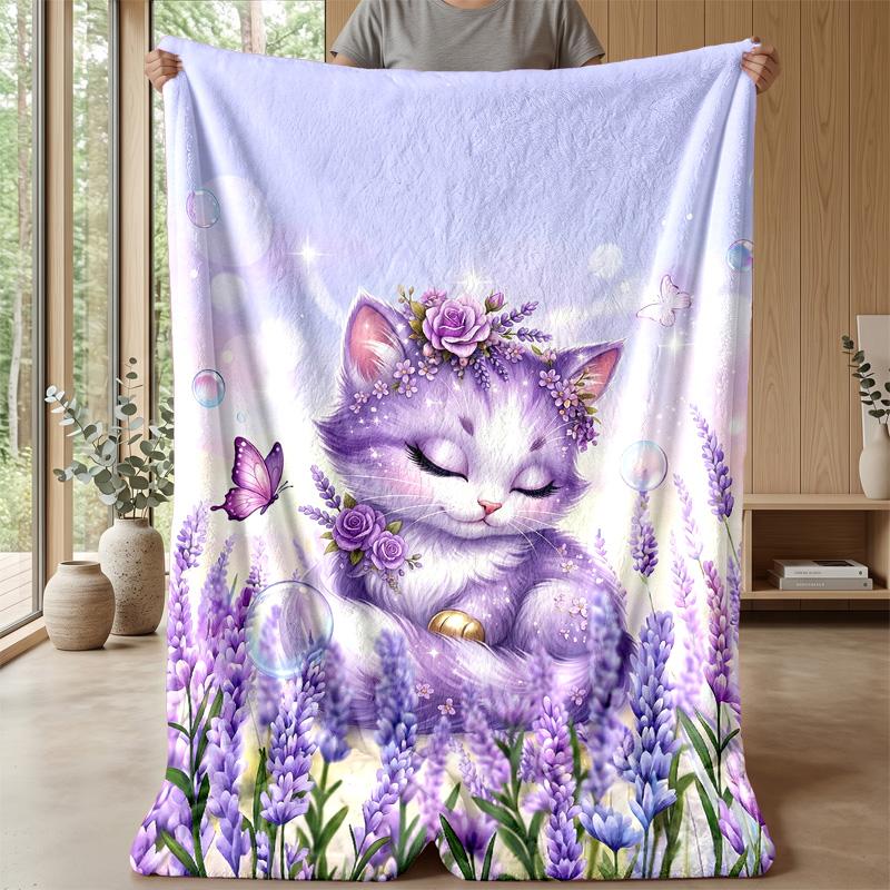 Lavender Dreams Theme blanket Lightweight Warm Flannel Blanket Decorative Throw Blanket for Home Decoration