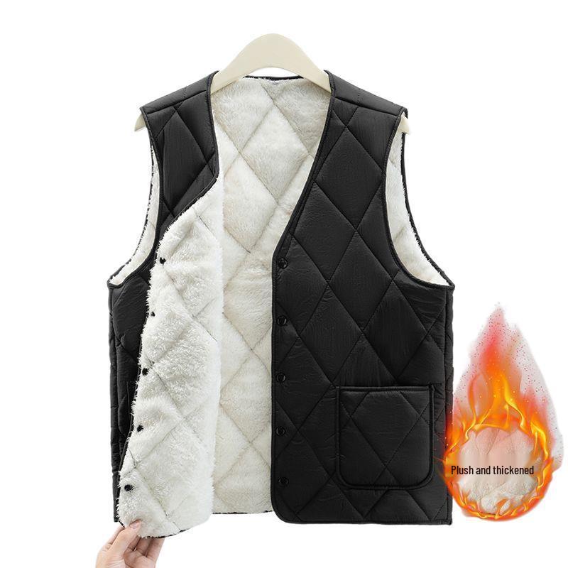 Men's Plus Size Lambswool Cotton Jacket - Autumn Winter Warm, Velvet-Lined, Thick, Short Collar, Loose Fit, Versatile Design