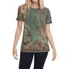 Women's Pocket Floral Print Summer Short Sleeved Round Neck Casual Loose T-shirt Top