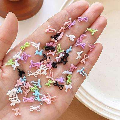 50 Piezas Encantos de Uñas de Lazo de Colores Decoración de Lazo para Uñas Arte de Uñas Accesorios Kawaii Suministros de Diseño para Manicura