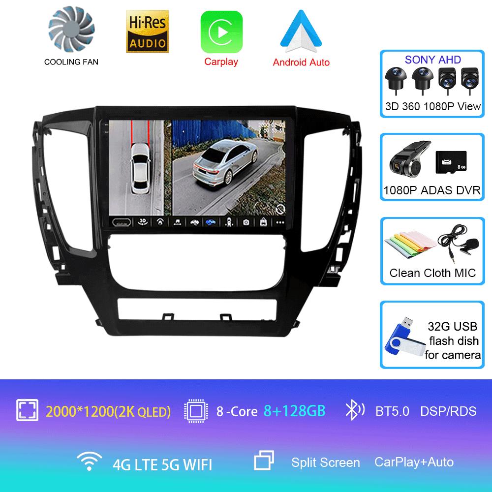 For Mitsubishi Pajero Montero Sport 3 2015-2021 Car Multimedia Radio GPS DPS IPS CarPlay 360 Panoramic Optical Android 14