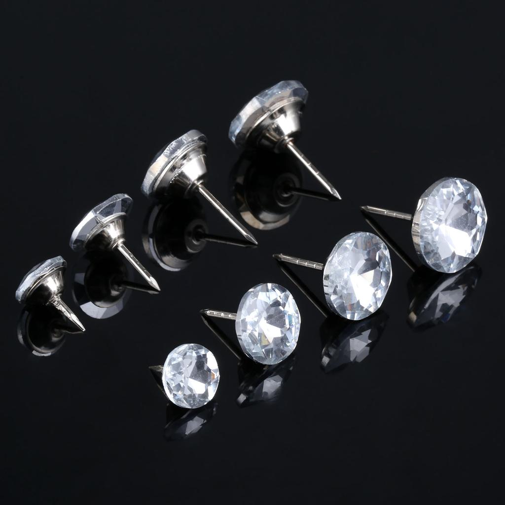 DRELD 10Pcs Diamond Crystal Upholstery Nails Buttons Tacks Studs Pins 14/16/18/22mm Sofa Wall Decoration Furniture Accessory