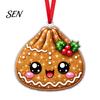 Colorful Cartoon Pattern Decor 2D Acrylic Christmas Ornament, Cute Luck Bag Bun Hanging Decor, Seasonal Decorative Crafts Tree Pendant for Holiday