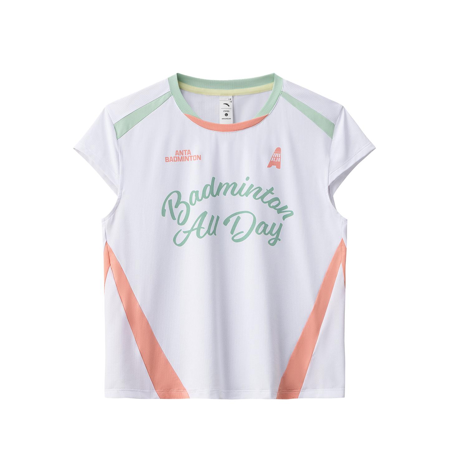 

Женская летняя вязаная футболка с коротким рукавом из серии Anta Basketball Лето 2026 Футболка Женские топы Чисто-белый 962621104-1 XS