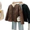 2025 Winter New Rhombus Cotton-padded Clothes Women's Short Bread Clothes Placket Down Cotton-padded Clothes Collarless Cotton-padded Jackets