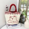 2025 Cute Cartoon Zipper Canvas Bucket Bag - Small Tote for Students and Moms