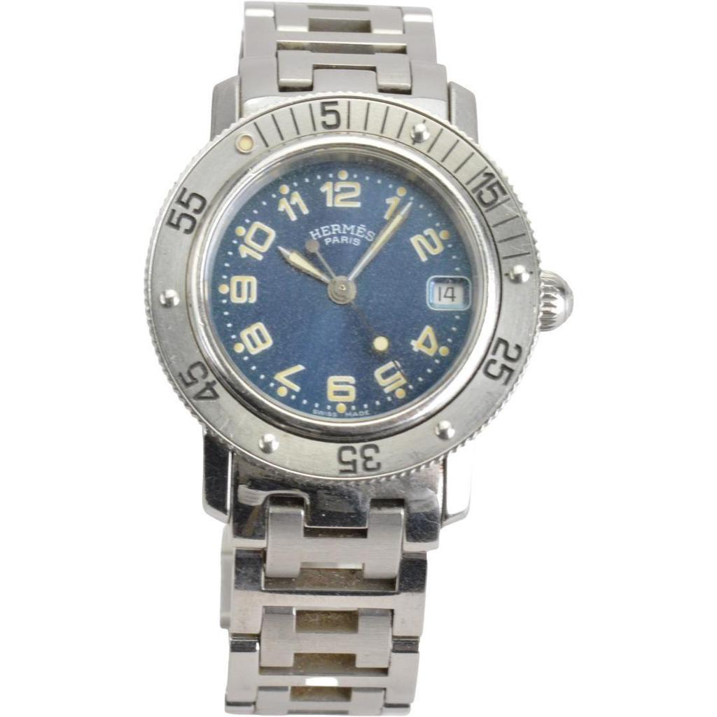 Used Hermes Watch Body/Silver Dial/Navy 1276550 Ladies