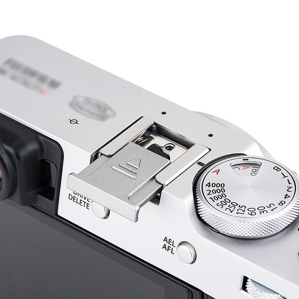 JJC 2 Piece Hot Shoe Cover Fujifilm Fuji GFX100SII X100VI GFX100 II X100V GFX50SII GFX50S GFX100S GFX100 Compatible Silver X-M5 X-T50 X-T5 X-S10 X-T4