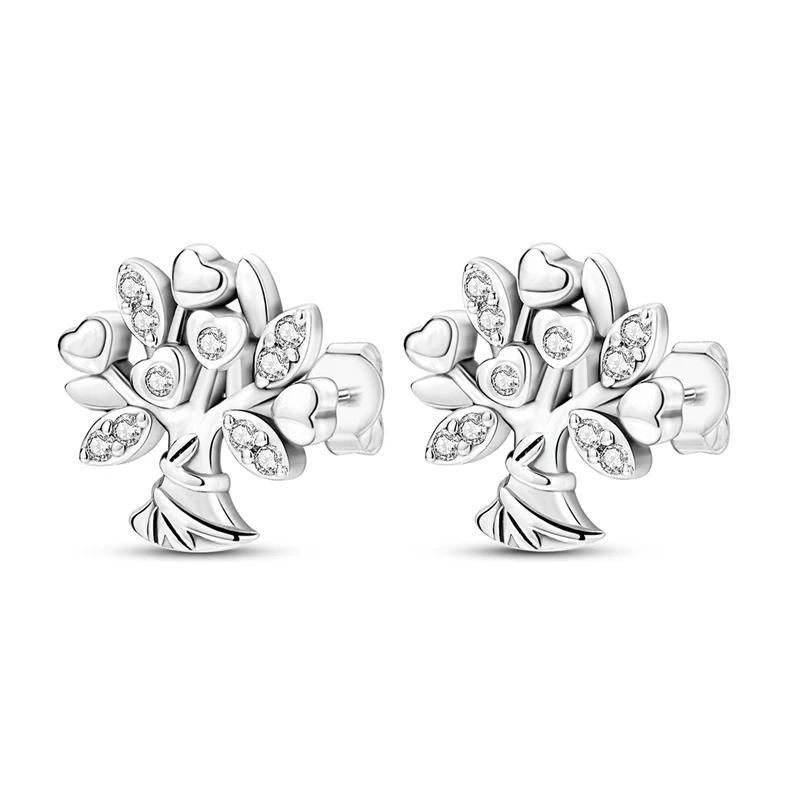 925 Sterling Copper Heart Snake Bone Pattern Cross Shell Zircon Four-pointed Star Earrings for Women Earring Fine Zircon Gifts