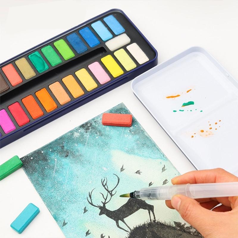 12/18/24 Color Watercolor Paint Set with Watercolor Brush for Painting Solid Watercolor Pigment for Artist Beginner Kid