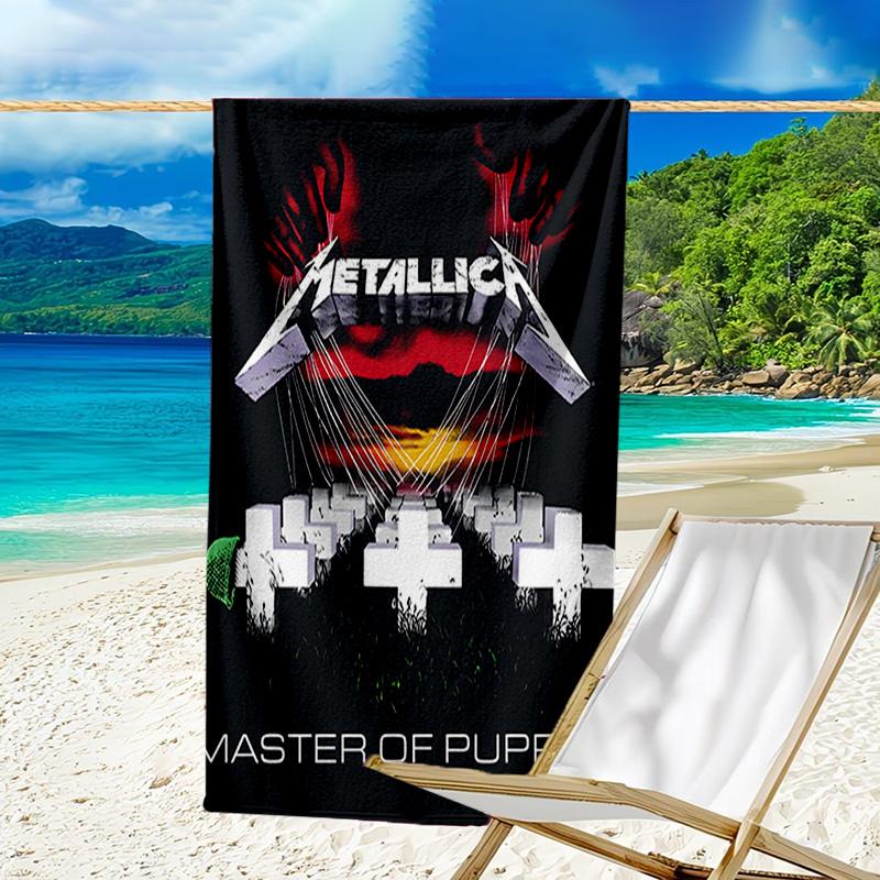 1pc Rammstein1 Beach Towel, Beach and Seaside Swimming Pool Equipment, Fashion Pattern, Rectangular, Travel Essentials