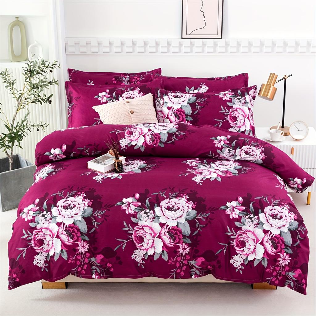 Peony Flower Bedding Set Twin Size Full Queen King Size Zipper Closure Modern Style For Teen Boys Girls Bedroom Decor Summer