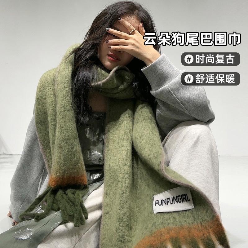 Autumn and winter new high-end scarf men's and women's niche simple shawl thickened warm versatile scarf