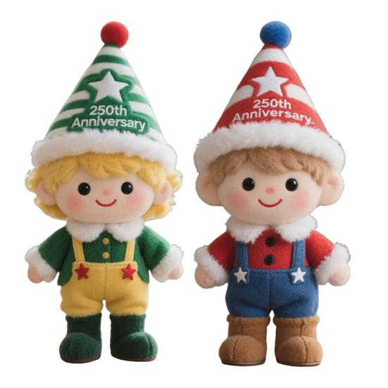 USA 250th Anniversary Cartoon Boy Plush Toy Patriotic 250 Years of The United States Stuffed Elf Doll Decoration Holiday Party Plushie Ornament