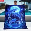 Dolphin Blanket Ocean Moon Scene Fleece Throw Marine Life Decor Soft Warm All Season Home Gift