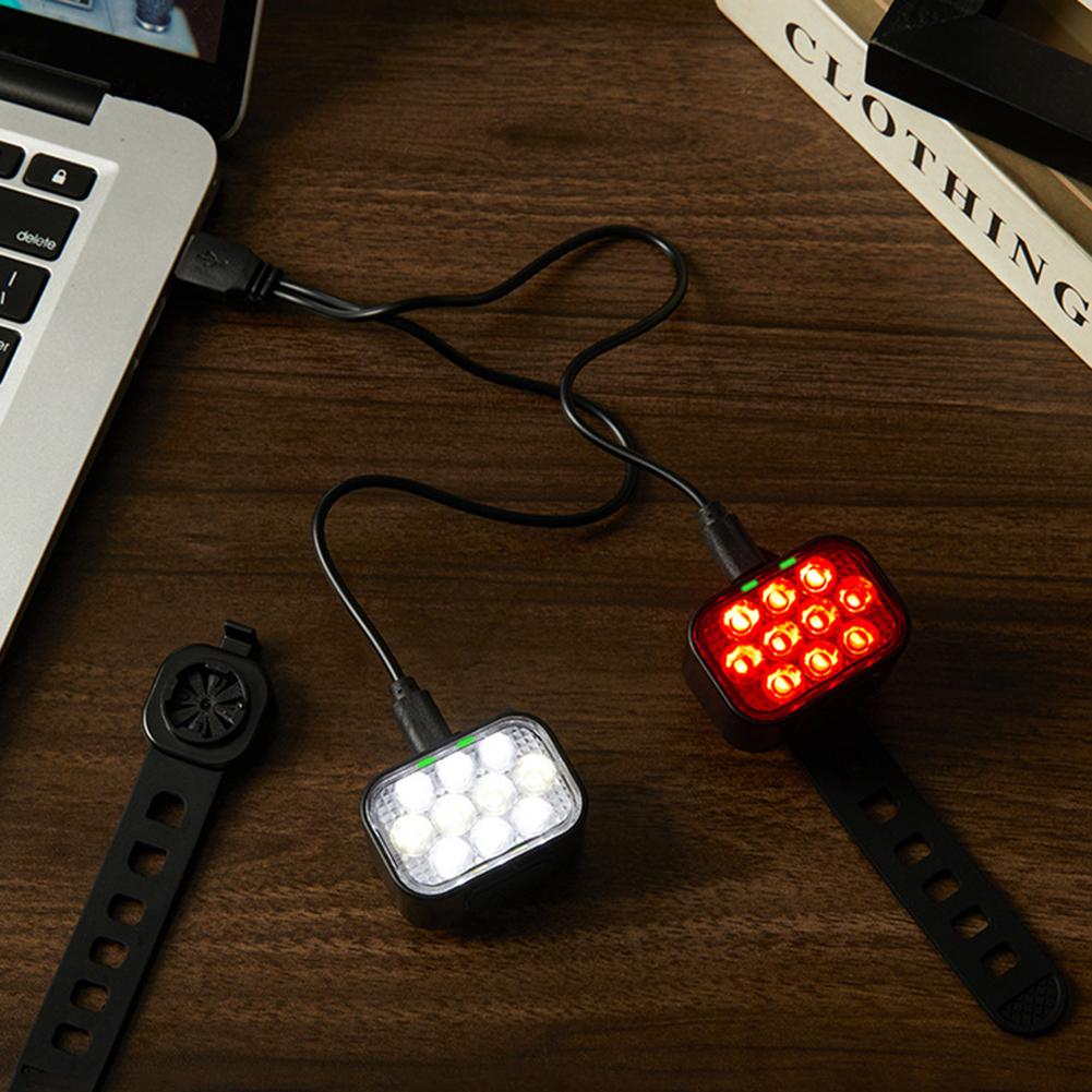 LED Bike Handlebar Flashlight USB Rechargeable High Brightness Bike Headlight Waterproof Rear Light Bicycle Rear Night Light