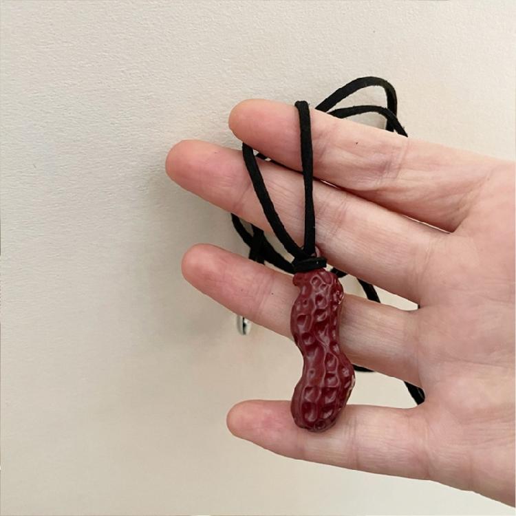 Sophisticated Peanut Necklace Featuring Black Cord Statement Jewelry Trendy Necklace Alloy Texture for Various Occasions