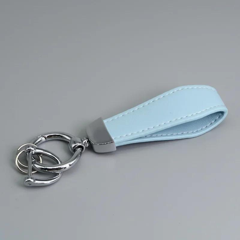 Custom LOGO Vintage PU Leather Keychain Laser Engrave Metal Car Keyring Personalize Texts Key Chains for Men and Women Gift