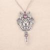Morganite Gemstone 925 Stamped Silver Jewelry Handcrafted Tiger Face Pendant 4" CP-26-11
