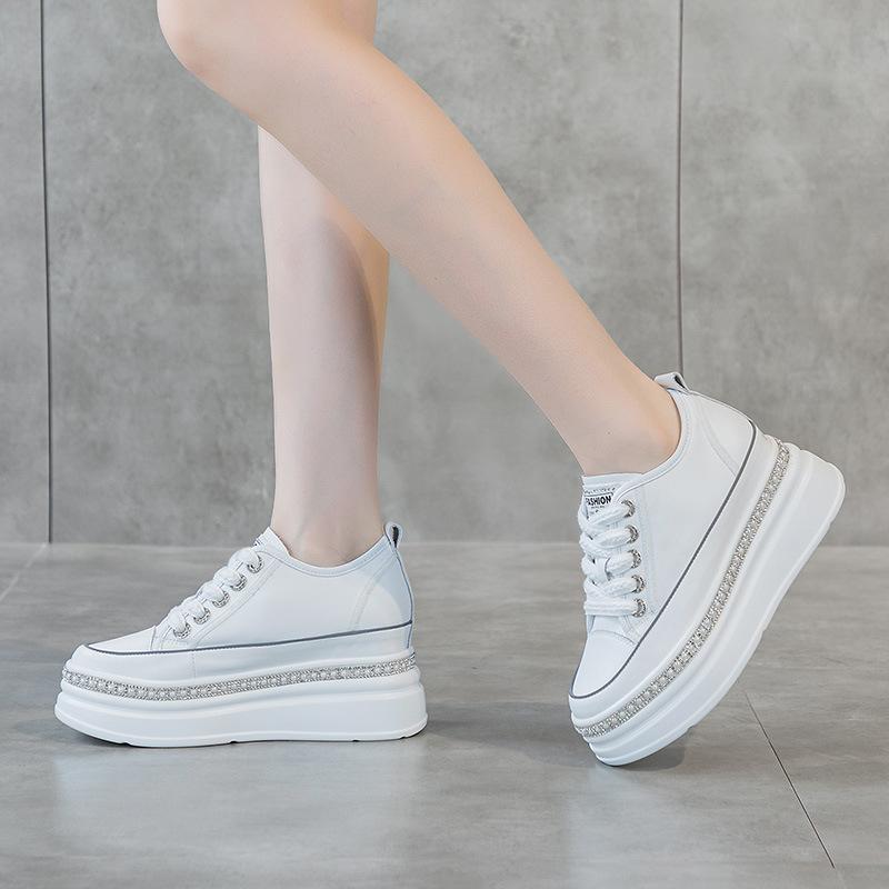 Little white shoes women's shoes 2025 new spring shoes thick-soled versatile casual muffin bottom sports leather women's shoes board shoes