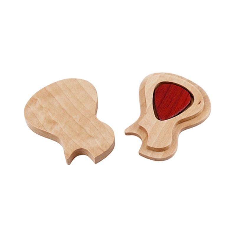 Mini Wooden Pick Storage Box Lightweight Guitar Plectrums Cases with Guitar Pick