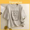 Style Summer Womens Korean 2026 Printed Round Neck Loose Slimming Tshirt