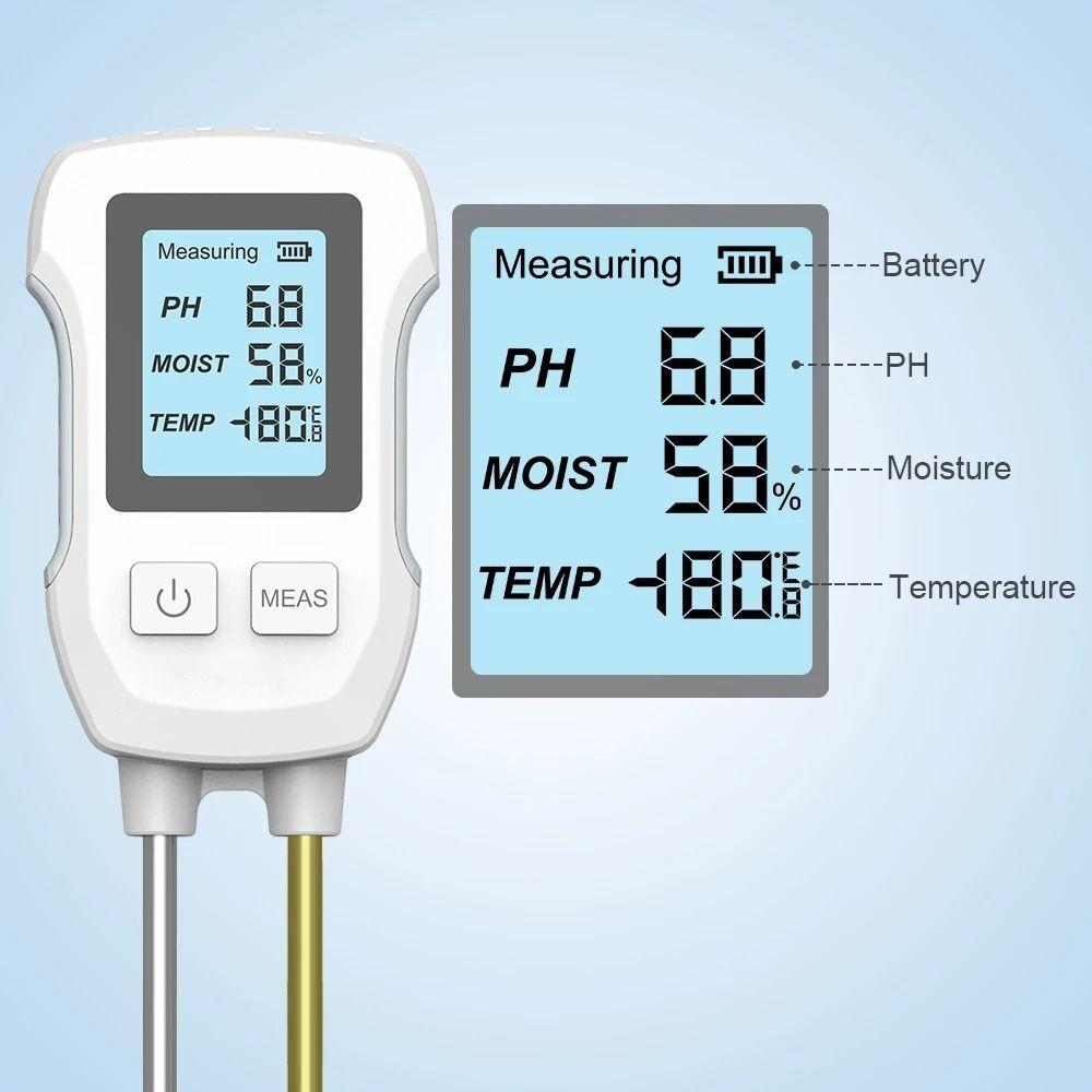Digital Display PH/Moisture/Temperature Meter 3 In 1 Soil Thermometer Soil Tester  Potted Planting