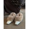 French Gentle Niche Temperament Square Head Thin Single Shoes Elegant Wool Cotton Shoes In Autumn and Winter