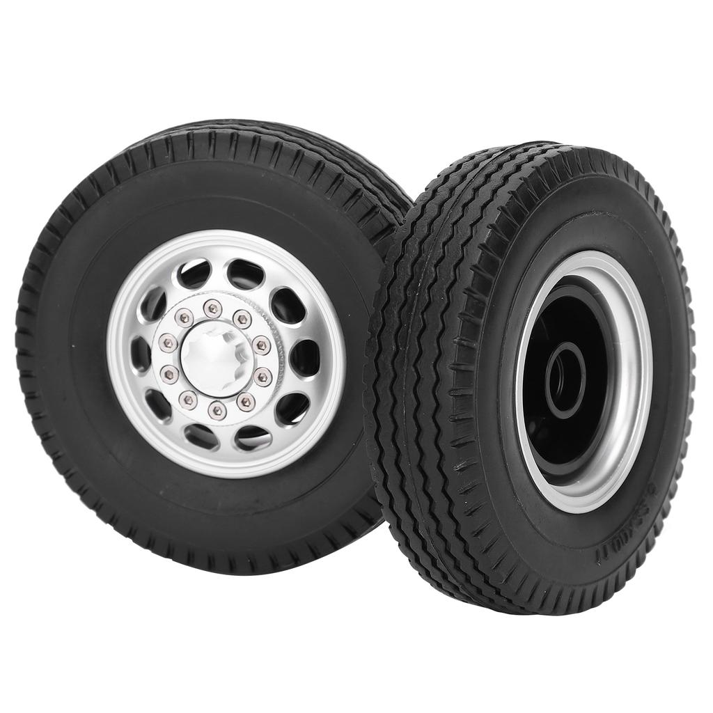2Pcs Aluminium Alloy 10 Holes Hub with Tyre Skin Front Tire for Tamiya Truck 114 RC Part