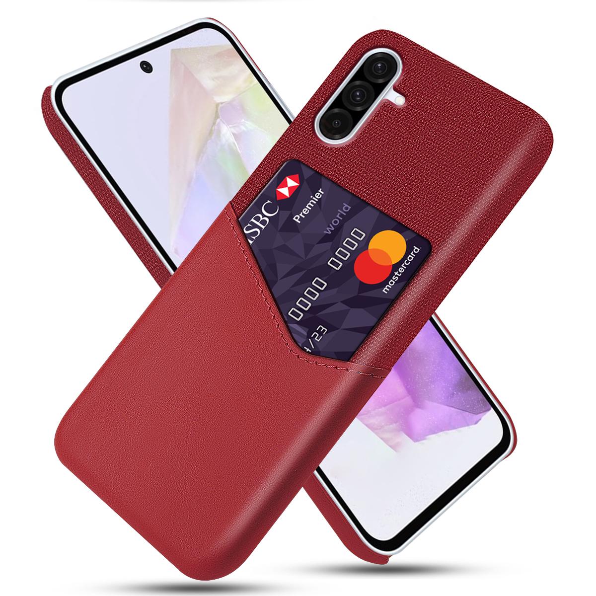 

Для Samsung Galaxy A36 5G чехол PU кожа ткань текстура жесткий чехол для телефона ПК с держателем для карт C