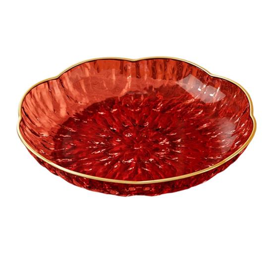 Clear Plastic Serving Bowl, Modern Fruit Bowl with Gold Rim, Multi-use Decorative Snack Bowl for Counter Home Decoration, Kitchen Dining Room Table