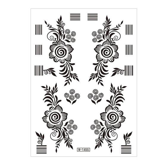 Temporary Tattoos Stickers Fake Body Arm Chest Shoulder Tattoos with Black Lace Flower