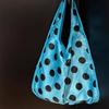 Blue Canvas Bag Versatile High-quality Large Capacity Commuter Tote Shoulder Armpit Shopping Bag Tote Polka Dot Bag for Women